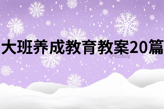 大班養(yǎng)成教育教案20篇