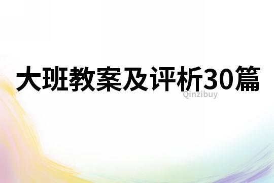 大班教案及評析30篇
