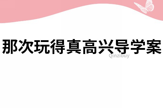 那次玩得真高興導學案