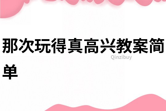 那次玩得真高興教案簡單