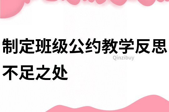 制定班級公約教學反思不足之處