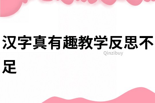漢字真有趣教學反思不足