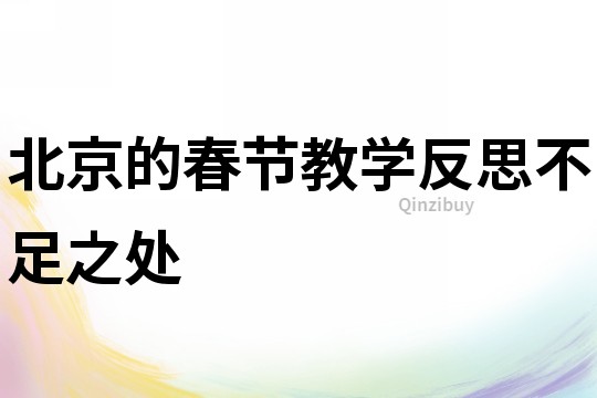 北京的春節教學反思不足之處
