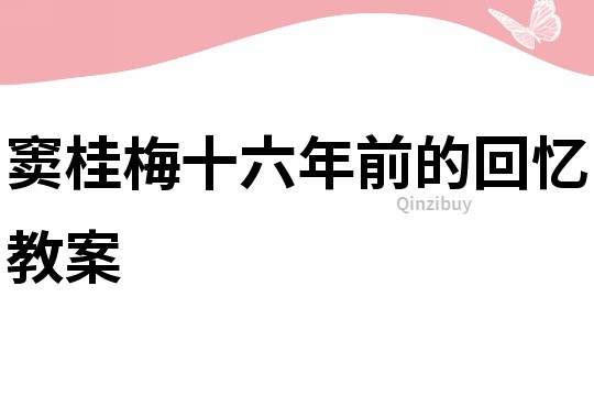 竇桂梅十六年前的回憶教案