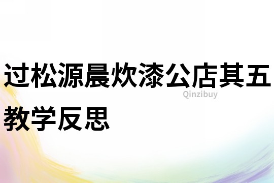 過(guò)松源晨炊漆公店其五教學(xué)反思