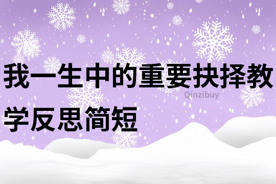 我一生中的重要抉擇教學反思簡短