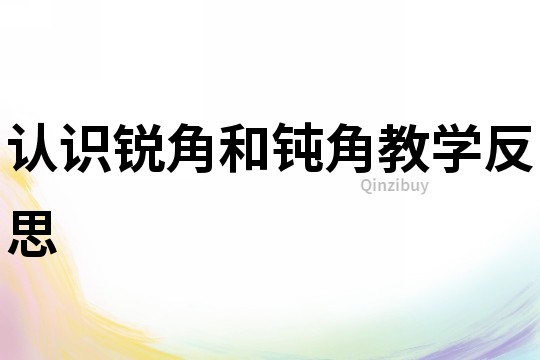 認識銳角和鈍角教學反思