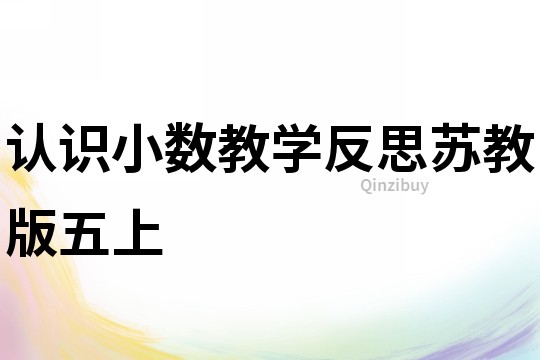 認識小數教學反思蘇教版五上