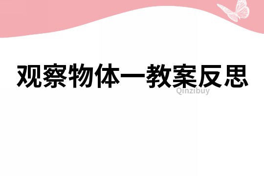 觀察物體一教案反思