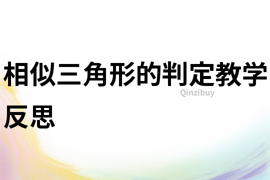 相似三角形的判定教學反思