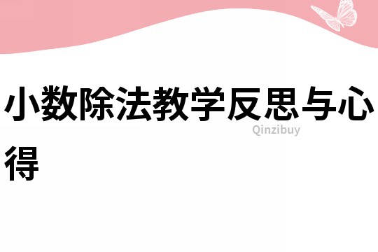小數(shù)除法教學(xué)反思與心得