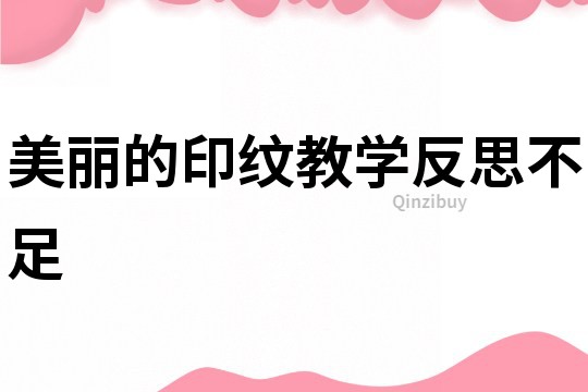 美麗的印紋教學反思不足