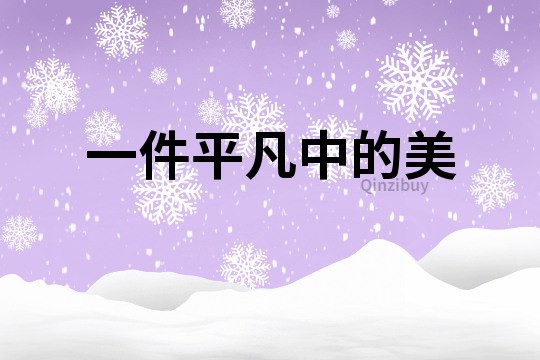 一件平凡中的美