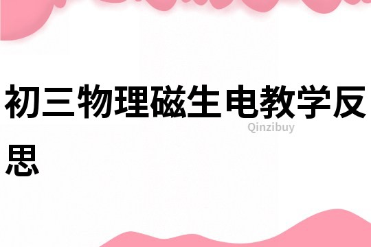 初三物理磁生電教學(xué)反思