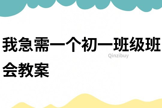 我急需一個初一班級班會教案