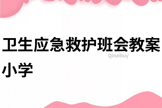 衛生應急救護班會教案小學