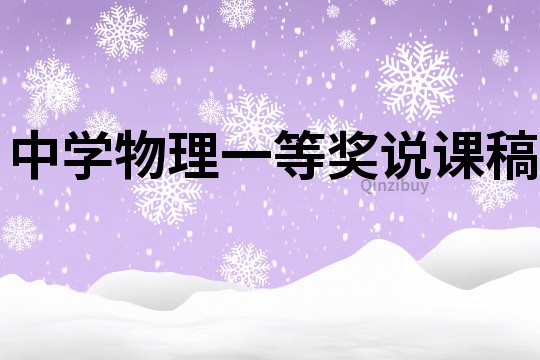 中學物理一等獎說課稿