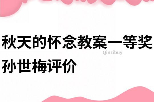 秋天的懷念教案一等獎孫世梅評價