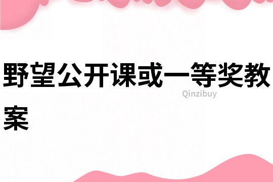 野望公開課或一等獎教案