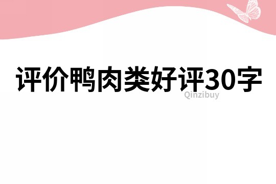 評價鴨肉類好評30字
