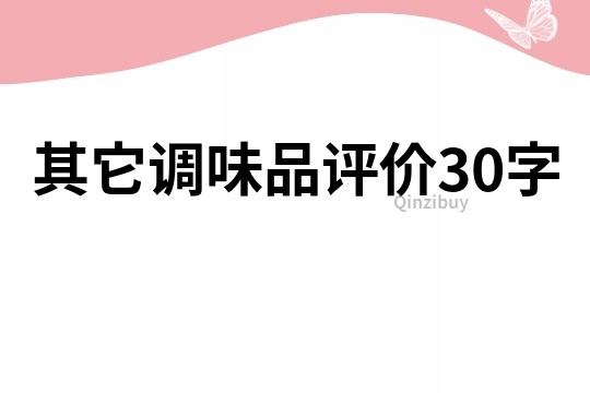 其它調(diào)味品評(píng)價(jià)30字