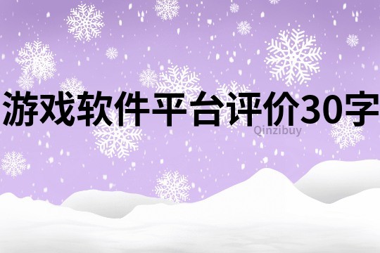 游戲軟件平臺(tái)評(píng)價(jià)30字