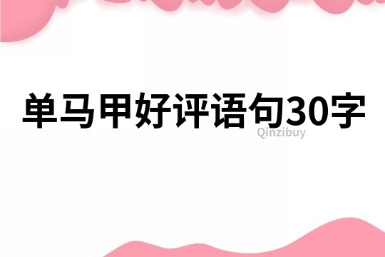 單馬甲好評語句30字