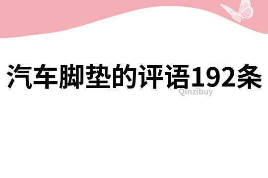 汽車腳墊的評語192條