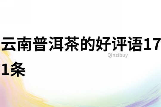 云南普洱茶的好評語171條
