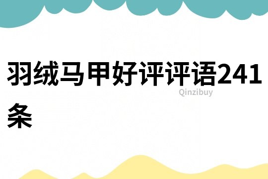 羽絨馬甲好評評語241條