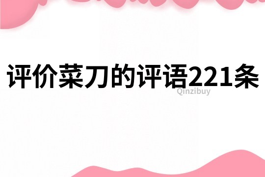 評價菜刀的評語221條