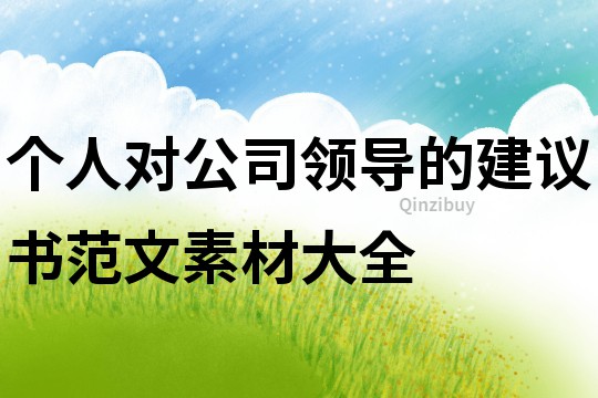 個(gè)人對(duì)公司領(lǐng)導(dǎo)的建議書范文素材大全