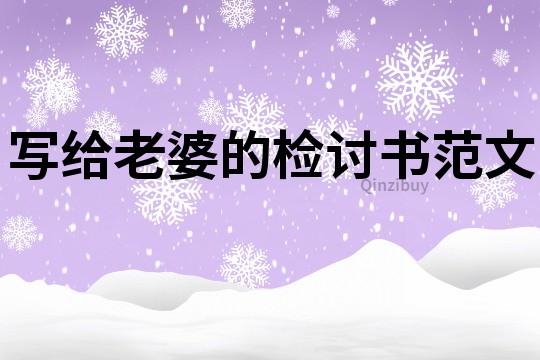 寫給老婆的檢討書范文