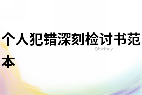 個人犯錯深刻檢討書范本