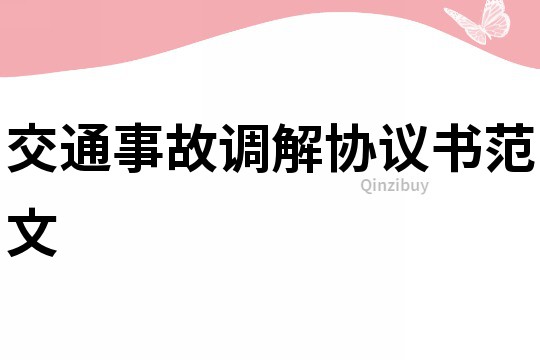 交通事故調(diào)解協(xié)議書(shū)范文