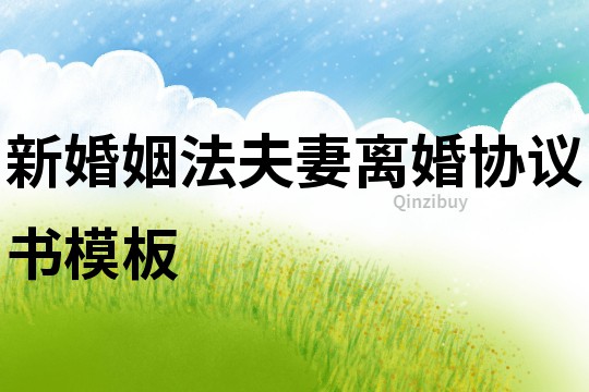 新婚姻法夫妻離婚協議書模板
