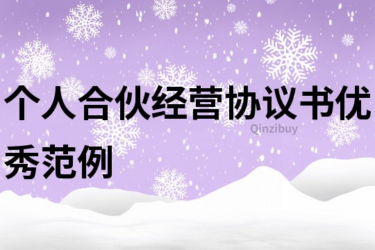 個人合伙經(jīng)營協(xié)議書優(yōu)秀范例