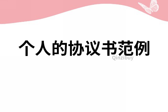個人的協議書范例