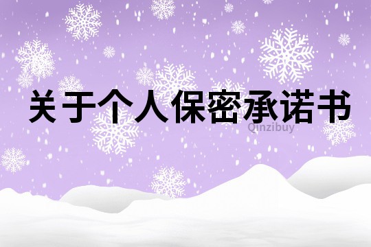關于個人保密承諾書