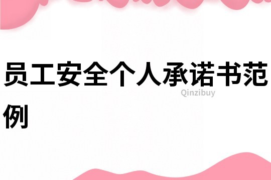 員工安全個人承諾書范例