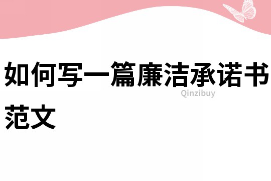 如何寫一篇廉潔承諾書范文