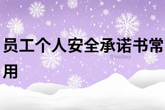 員工個人安全承諾書常用