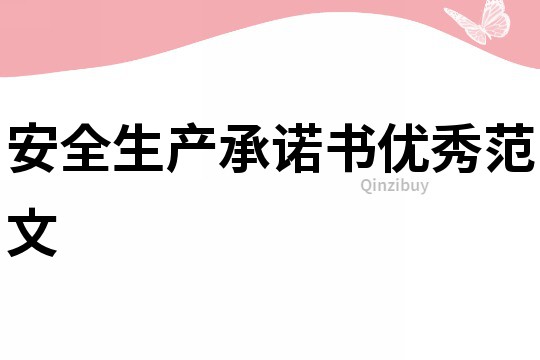 安全生產承諾書優秀范文