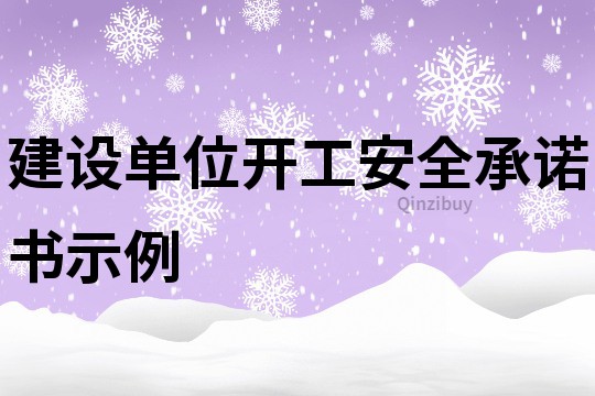 建設單位開工安全承諾書示例