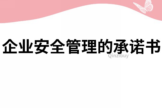 企業(yè)安全管理的承諾書