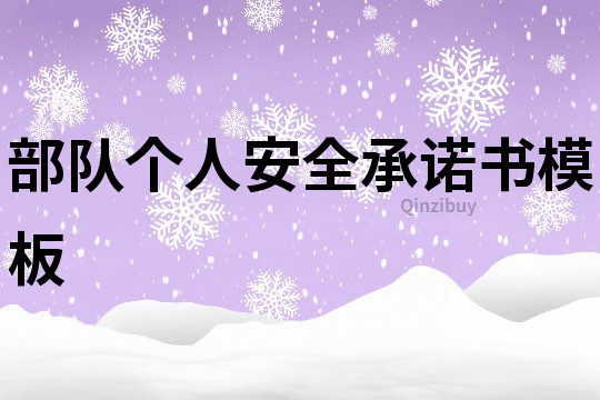 部隊(duì)個(gè)人安全承諾書模板