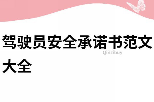駕駛員安全承諾書范文大全