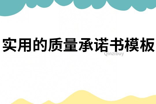 實(shí)用的質(zhì)量承諾書模板
