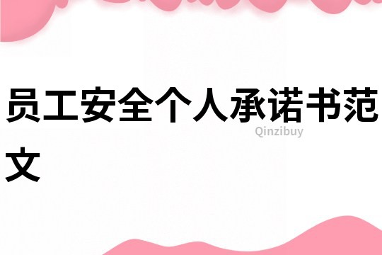 員工安全個(gè)人承諾書(shū)范文