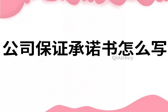公司保證承諾書怎么寫